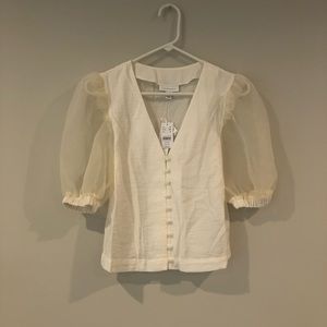 NWT Topshop Organza Puff Sleeve Blouse